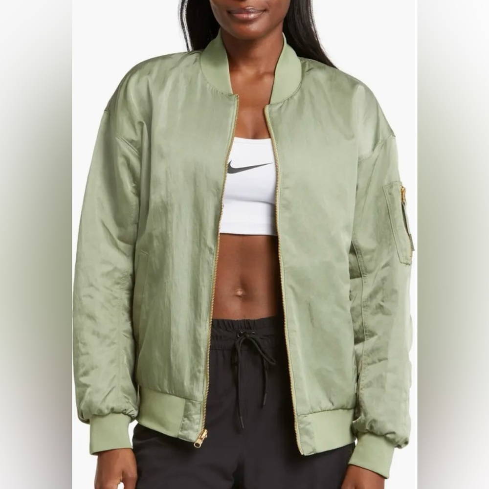 Nike Reversible Bomber Jacket Olive Green NWT - Picture 4 of 6